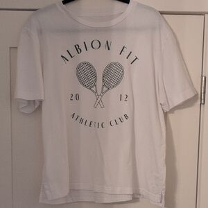 Oversized Tee, White Tennis Graphic - XL 